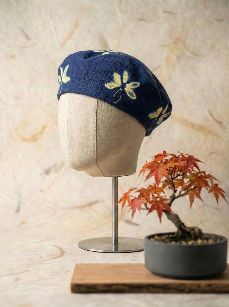 藍染ベレー帽