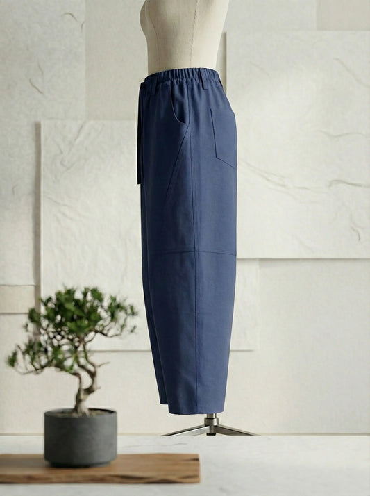 藍染カーブパンツの着用イメージ